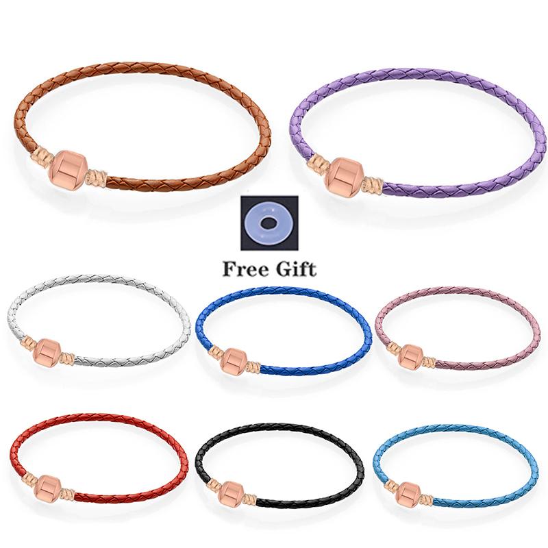 

TOGORY Authentic Silver Color Leather Chain Snake Chain Bracelets Fit Original Charm Bracelets for Women Kids DIY Jewelry Making