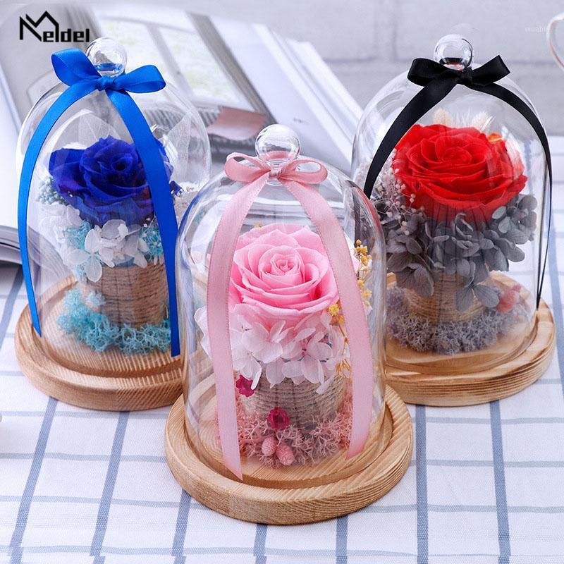 

Meldel Red Immortal Rose Flower Everlasting Preserved Rose Real Flower Hydrangea Glass Dome Birthday Valentines Christmas Gift1, Blue