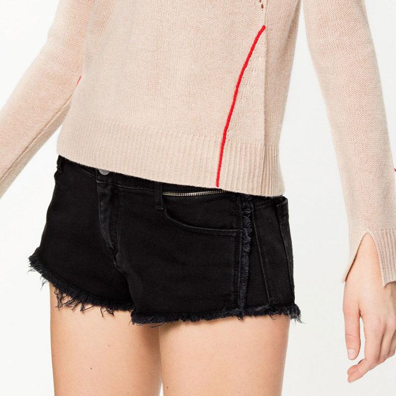 

Women Short Jeans Summer New Studded Zipper Design Shorts, Blue