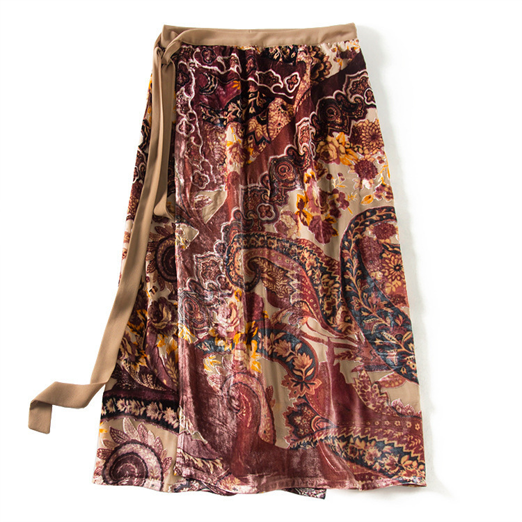 

2020 Printed New French Silk Skirts From Hip Wrap Pockets to a Thin Velvet Split Plate Skirt Ue04, See chart