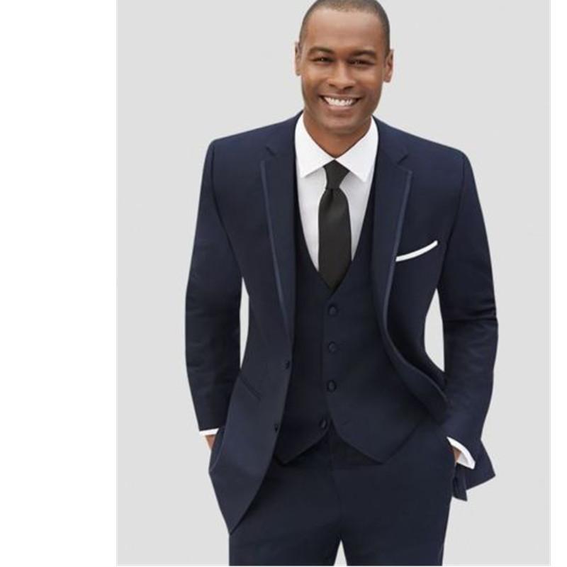 

New Men's suit Navy Best Man Groomsmen Suit Wedding Groom Tuxedo Dinner Party Business custom size coat + pants + vest, tie, Black
