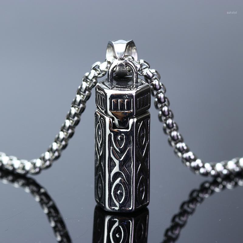 

Retro Cuboid Ashes Open Pendant Necklace for Men Urn Cremation Memorial Necklaces Stainless Steel Jewelry 24Inch1