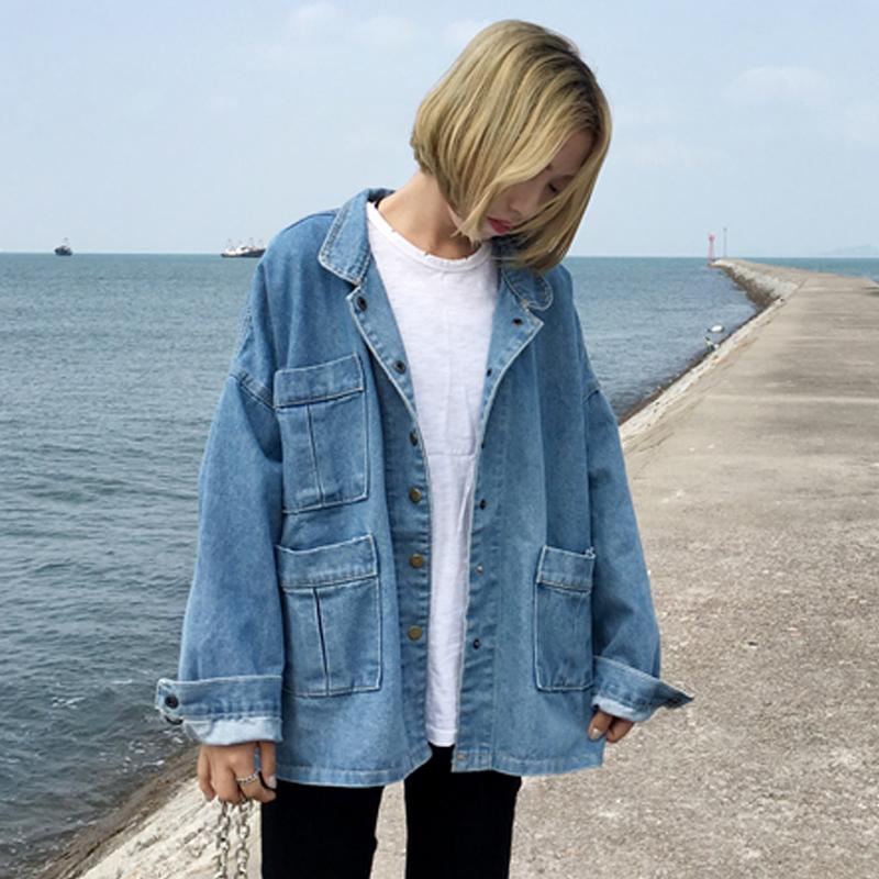 

Jacket Women Casacos Feminino Slim hot fashion Denim Jacket Lady Elegant Vintage Jackets Basic Coats, Blue