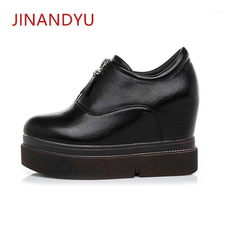 

2021 New Height Increase Women's Shoes 10CM Thick Bottom Wedge Casual Shoes High Single Zipper High Heel Wedges1, Beige