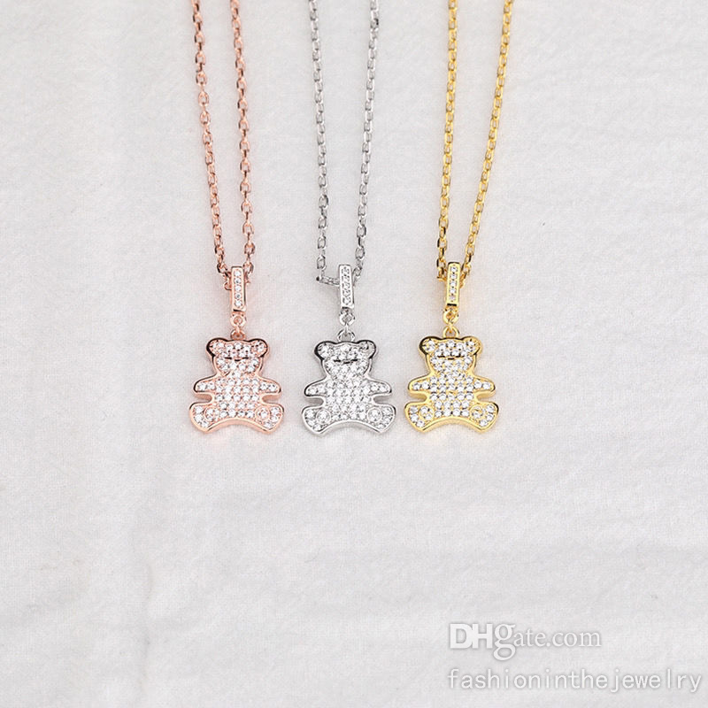

Necklace Designer Jewelry Luxury fashion gift Valentine's Day Rose Gold Platinum Bear bag lock pendant necklaces for women couples stainless steel silver wholesale