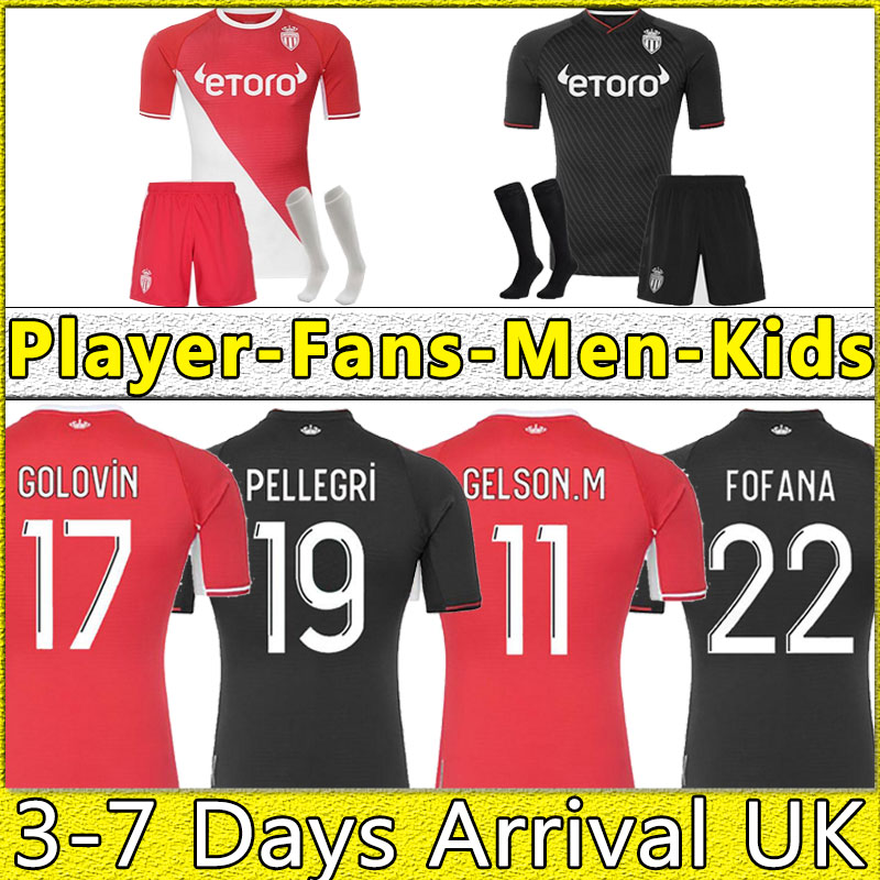 

2021 2022 2023 maillots AS Monacos Soccer Jerseys BEN YEDDER JOVETIC GOLOVIN 21 22 23 GEUBBELS Men Kids maillot de foot Flocage JORGE Football Shirt home socks full set, Away kits