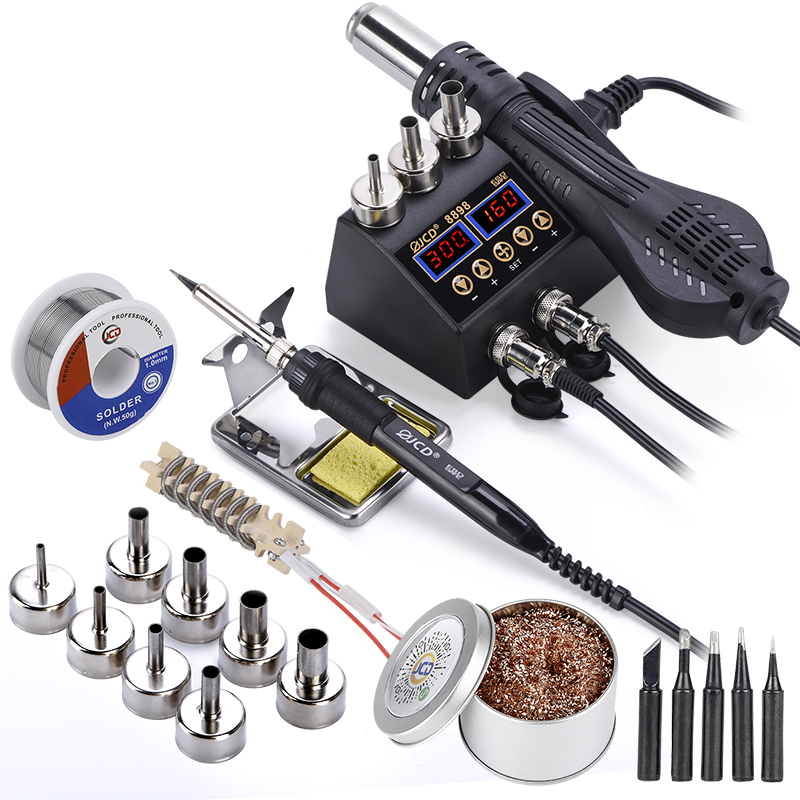 

Double Switch Control SMD Heat Gun with Soldering Iron LCD Digital Display BGA Welding Repair Station Power Tools 8898