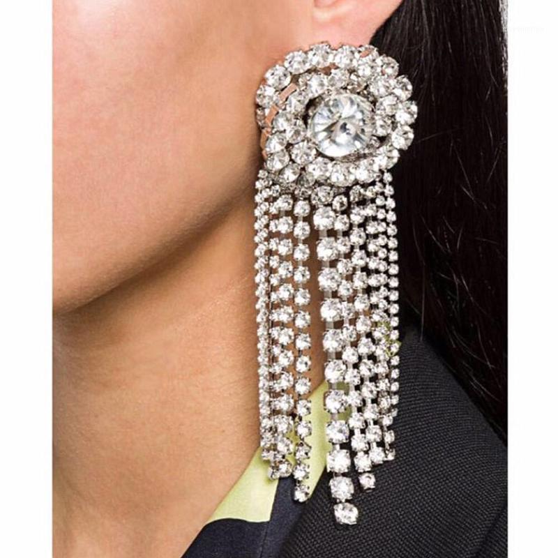 

Luxury Shiny Rhinestone Long Chain Dangle Earrings For Women Jewelry Party Show Lady's Evening Dress Statement Earrings Hot Sale1