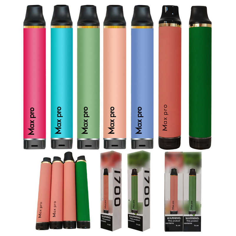 

1700 Puffs Disposable Vaporizer Pen Max Pro hit vapor pod puffs vape hits fast heat super hottest Luxury sign fashion E Cigarette