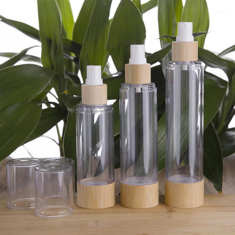 

20/30/50/80/100/120ml Bamboo Spray Pump Vacuum Bottle Travel Set Wooden Cosmetics Perfume Essence Pump Packing Containers 10pcs1