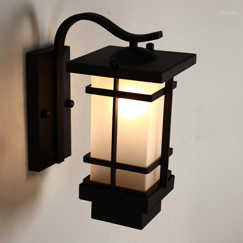 

Patio Rustic iron outdoor lighting lamp walkway street landscape light e27 Glass Porch Light couryard sconce lighting Arandela1