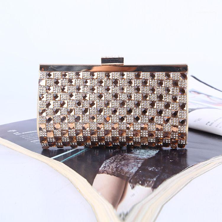 

Luxury Diamond Crystal Square Clutches Women Evening Bags Handbag Metal Chain Ladies Dinner Party Crossbody Purses Clutch Bolsa1, Gold