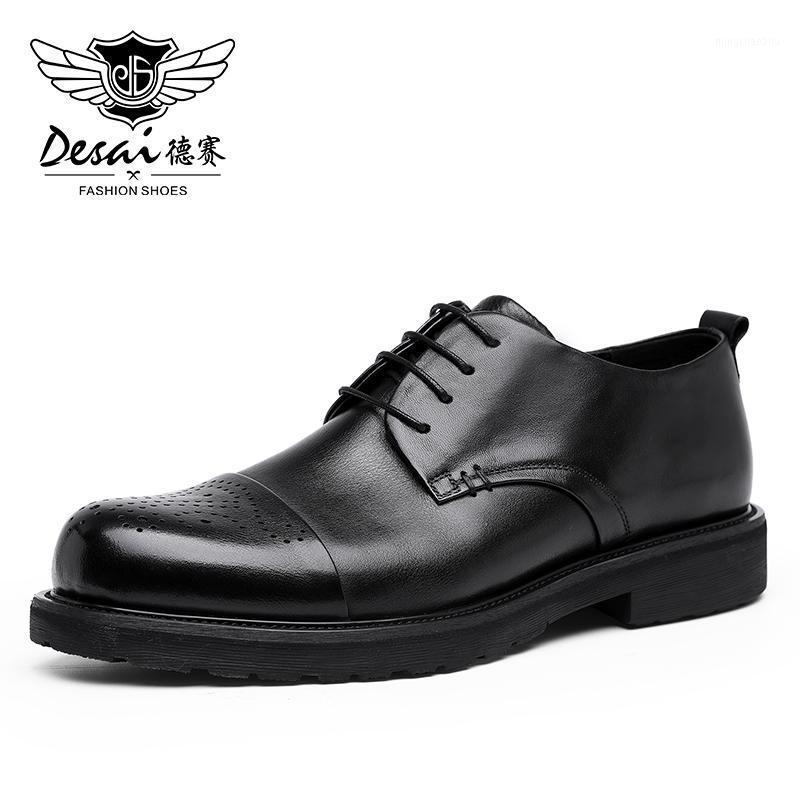 

DESAI Men Winter Genuine Leather Derby Shoes for Man Casual Formal Business Real Black Classic Custom Shoe Made In China 20201