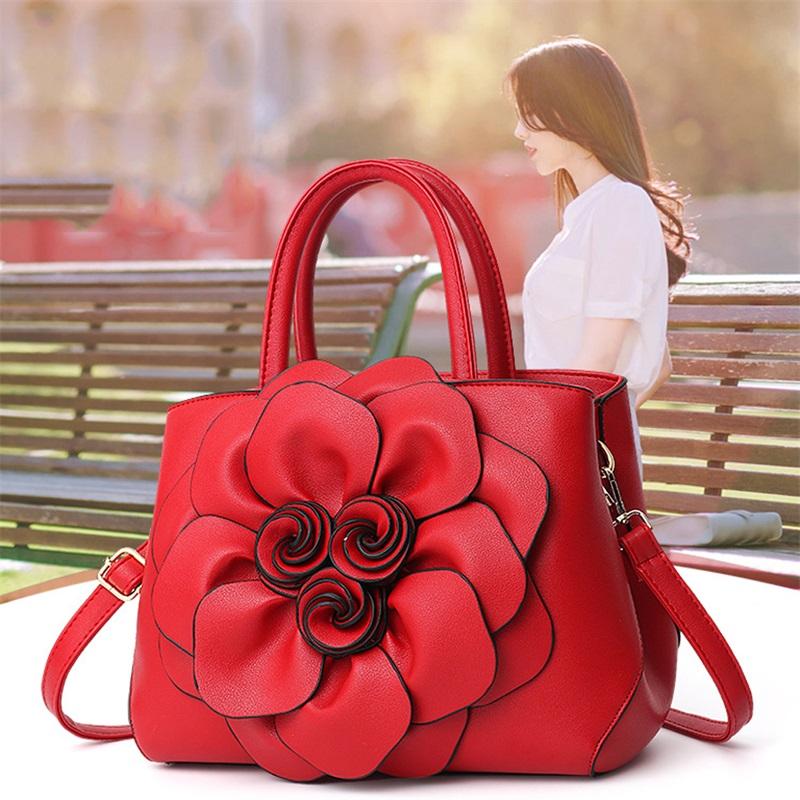 

2020 Elegant Women Handbags Three-Dimensional Flower Shoulder Bag Ladies Messenger Crossbody Bag Party Purse bolsa feminina, Black