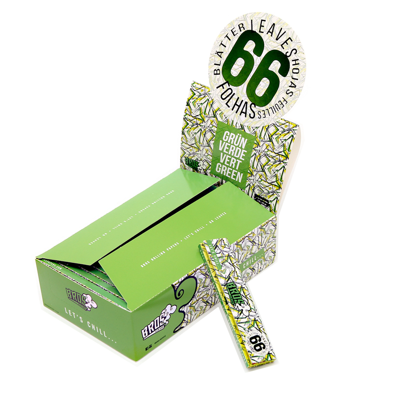 

Bros Exclusive Logo Design green Organic Cigarette Rolling Paper For Smoking