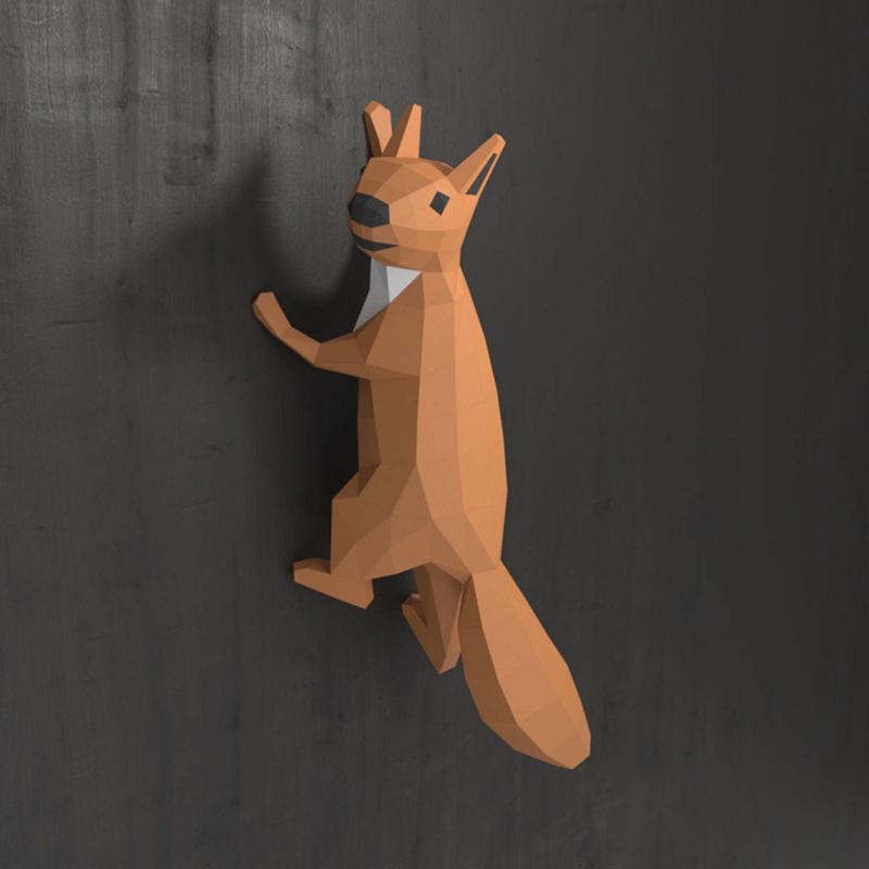 

3D Paper Model Squirrel Papercraft Home Decor Wall Decoration Puzzles Educational DIY Kids Toys Birthday Gift