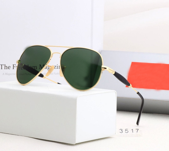 

design Polarized Luxury With box Sunglasses Women Lens Sunglasses UV400 Polaroid Pilot Glasses Metal Frame Men 3517 Bans Ray Eyewear Wpdix, White;black