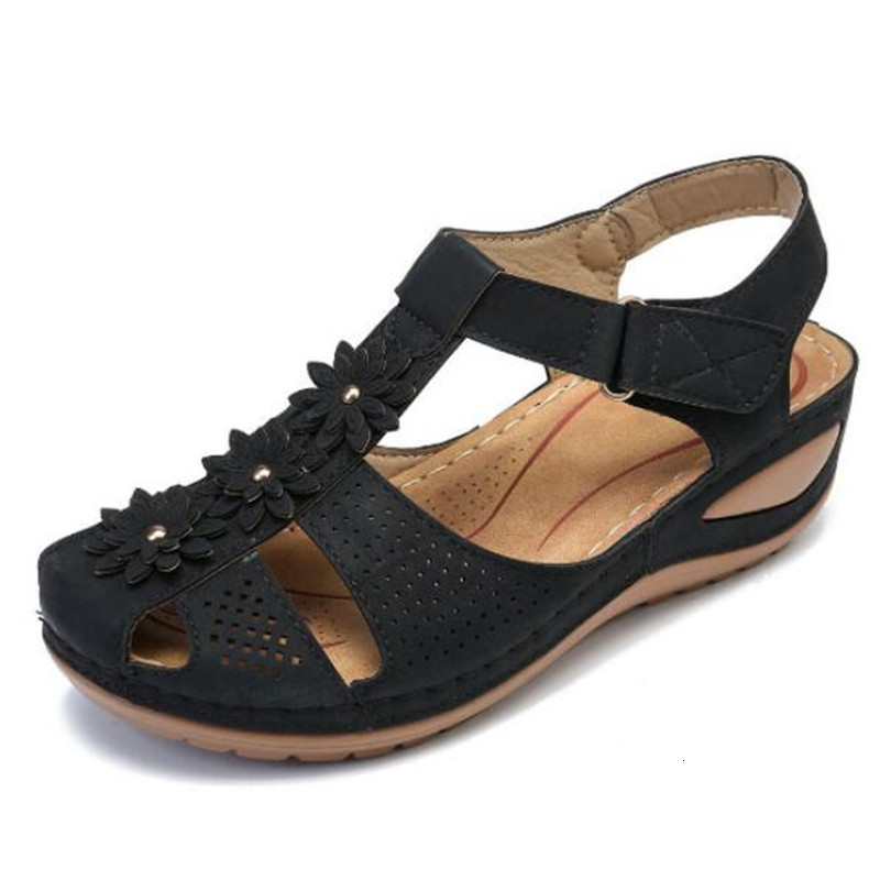 

Summer Women of Large Size Anti-skid Round Light Roman Head Wedge Comfortable Baotoo Sandals A27d, 09