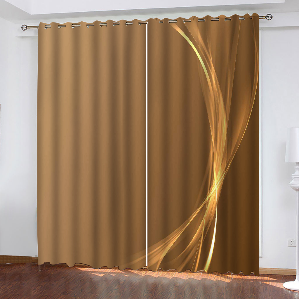 

Custom gold lines curtains 3D Window Curtain For Living Room office Bedroom 3d stereoscopic curtains