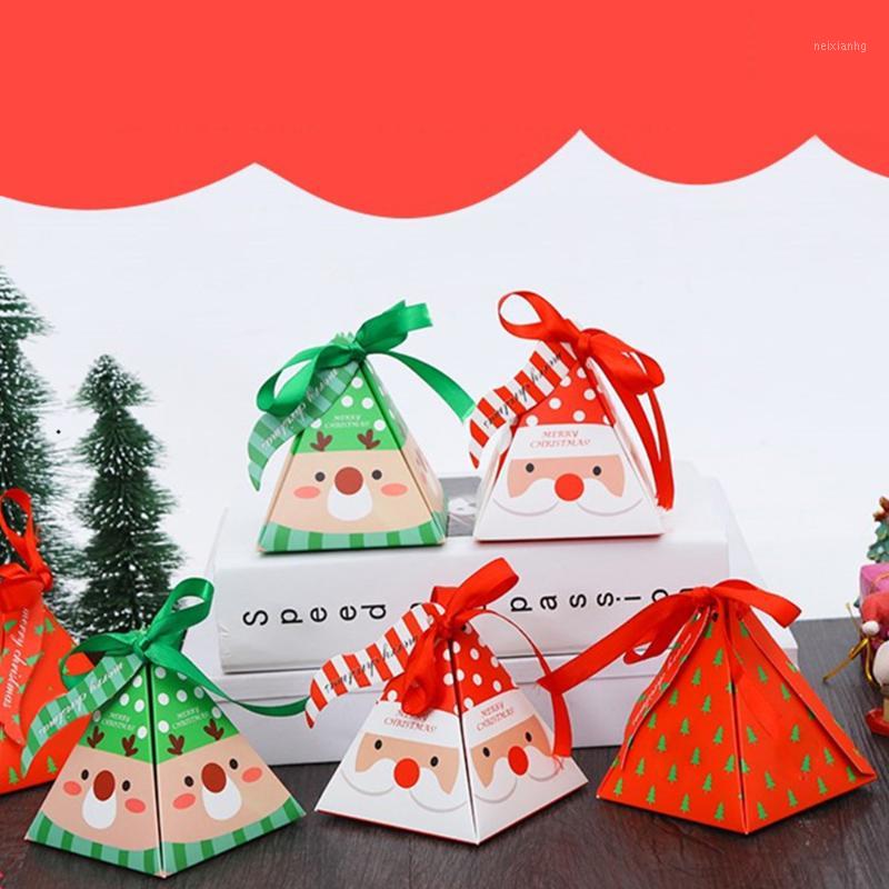 

10 Pcs/set Merry Christmas Candy Box Bag Christmas Tree Gift Box With Bells Paper Boxs Gifts Cute Bag Container Supplies Navidad1