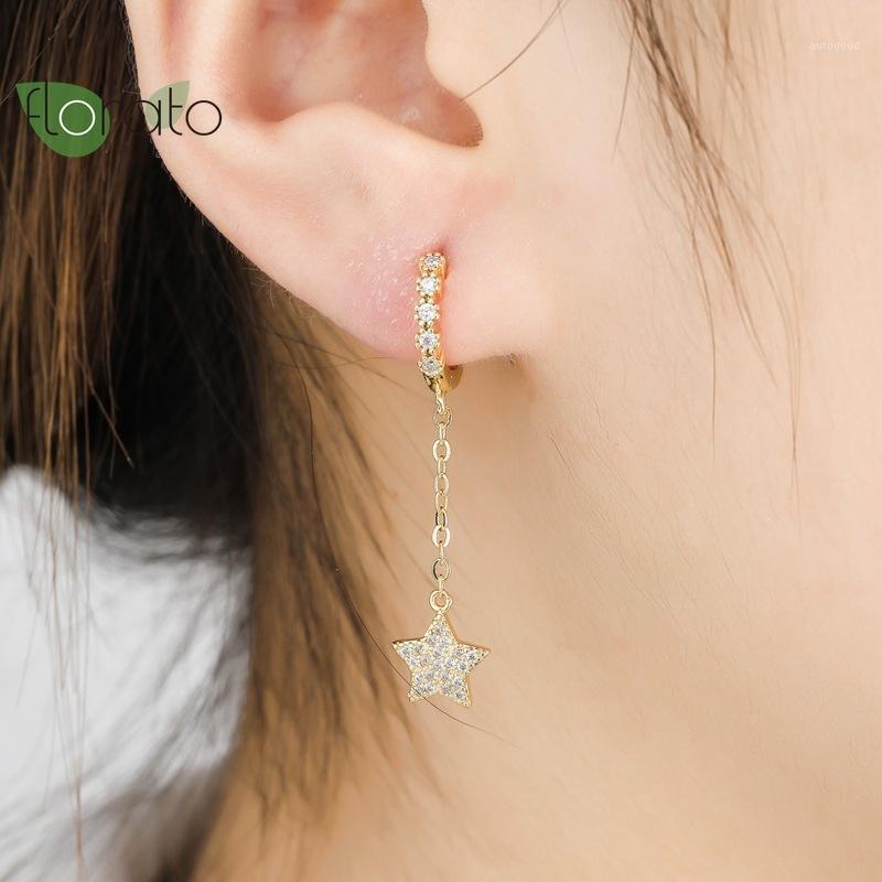 

Hoop & Huggie 925 Sterling Silver Star Earrings Fashion Korean Tassel Shiny Crystal Earring For Women Jewelry Gift1