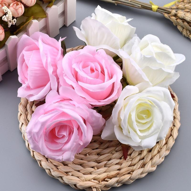 

30pcs 8CM Artificial Pink Rose Silk Flower Heads For Wedding Decoration DIY Wreath Gift Box Scrapbooking Craft Fake Flowers1