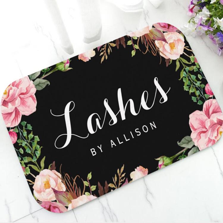 

Modern Lashes Nails Makeup Artist Personalized Floor Door Mat Girly Floral Wrap Custom Beauty Salon Doormat Rug Carpet for Entry, Makeup note name