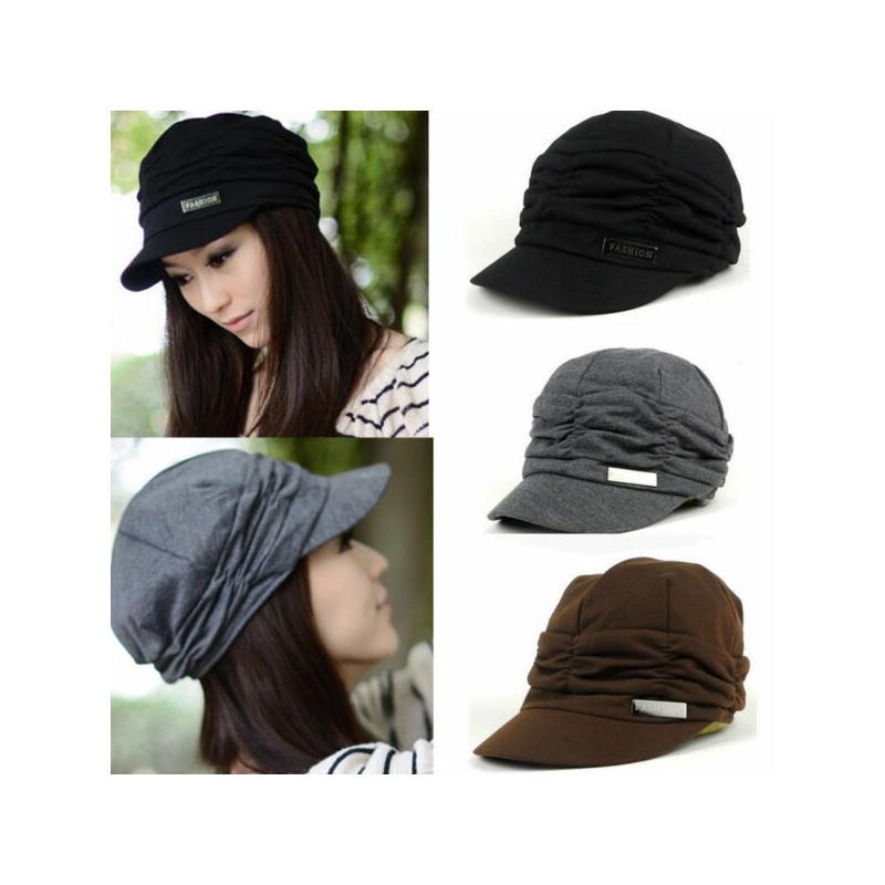 

Beanie/Skull Caps Womens Casual Comfort Knitted Hat Solid Color Flat Cap With Visor Peaked French For Winter Spring Outdoor Hats, Black