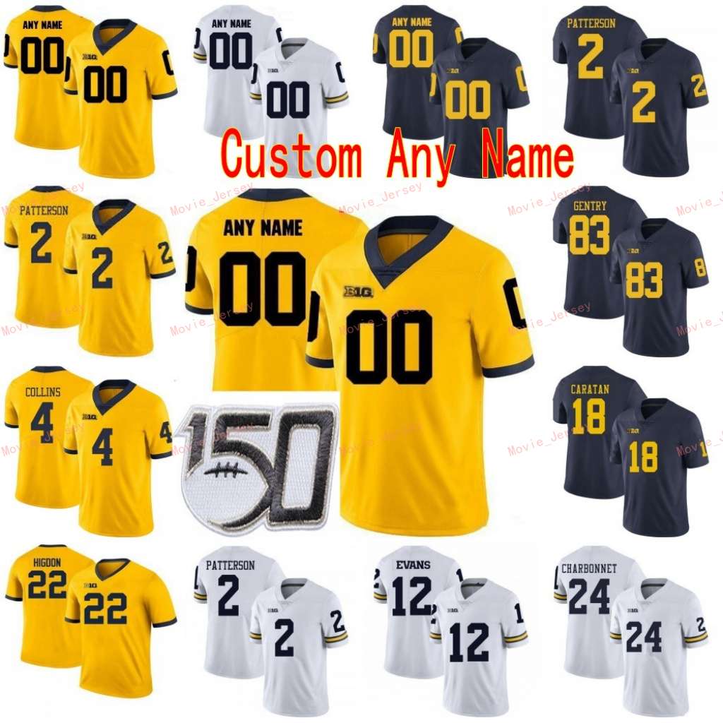 

Stitched Custom 84 Sean McKeon 88 Grant Perry 9 Donovan Peoples-Jones Michigan Wolverines College Men Women Youth Jersey, Women white with 150th patch