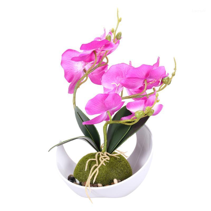 

Table Flower Decoration Phalaenopsis Artificial Flower Living Room Potted Silk Fake Indoor Bonsai Set )1, Purple