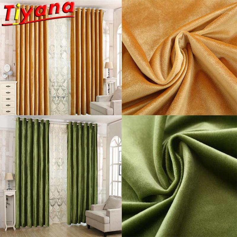 

Thickened Yellow/Green Velvet Curtains for Living Room Modern Blackout Window Drapes for Bedroom Solid Stitching Curtains *NT1, Yellow curtain