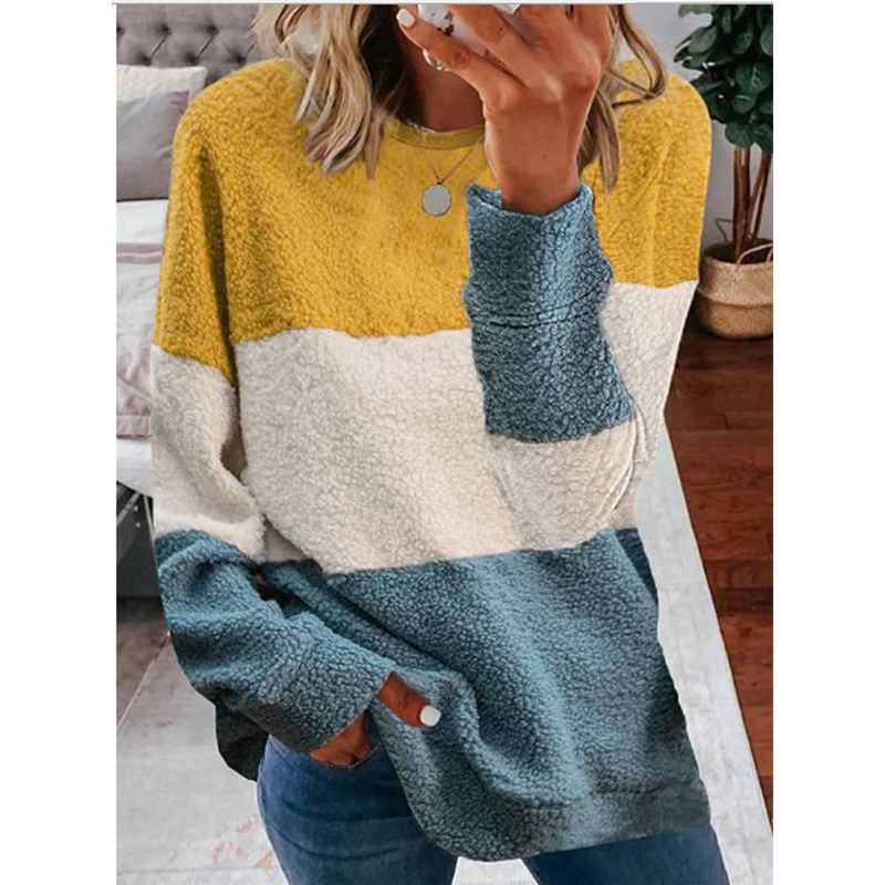 

Casual long sleeve mending autumn and winter woman's sweater Z70C, Fleece grey blue.