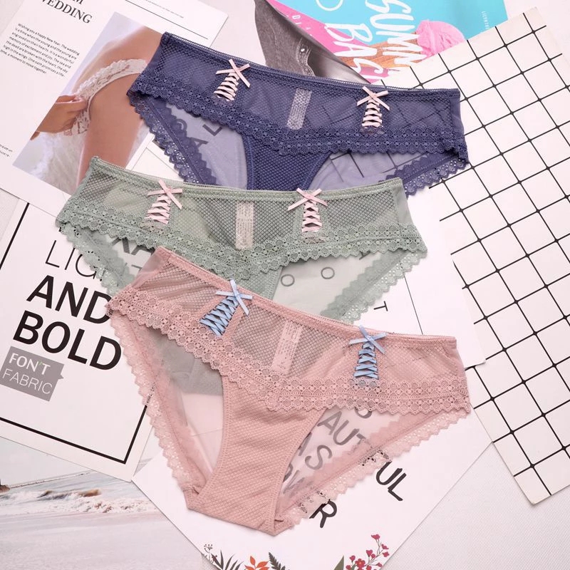 New Summer Transparent Net Sexy Panties Lace Cute Transparent Seamless Underwear Sex Lingerie Crotch Cotton Briefs TangaNew Summer Transpare-image-625689347