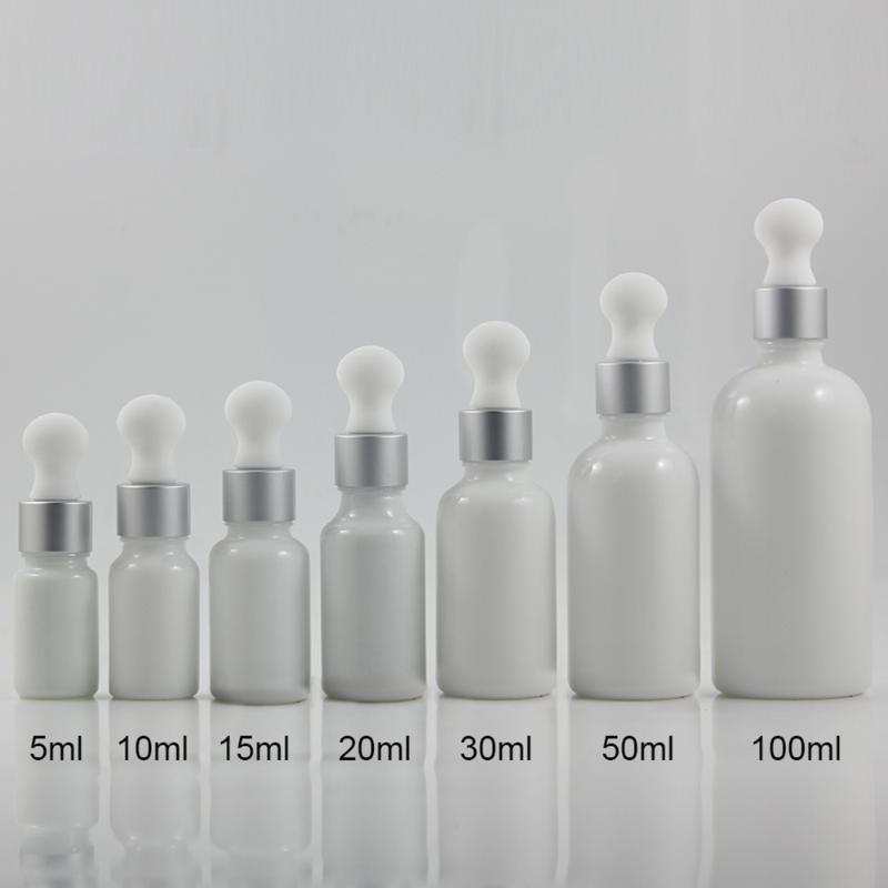 

Hot sell 100ml empty white jade glass dropper bottle 100ml essential oil perfume pipette bottles refillable container