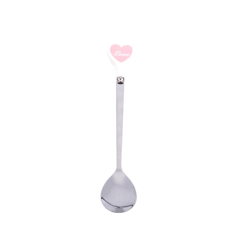 

Love Long Handle Stainless Steel Coffee Spoon Heart Shape Ice Cream Teaspoon Pink