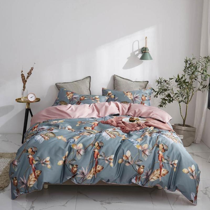 

Svetanya Birds Leaves Flowers Bedlinens Silkly Egyptian Cotton Bedding Set Queen King Size Sheet Duvet Cover Set, 20192413