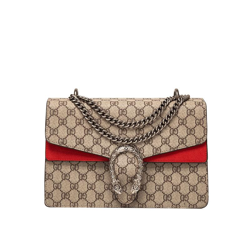 

Surrogate Shopping Light Luxury Presbyopic Wine God Bag for Women 2020 New Trendy High-Grade Tiger Head Shoulder Crossbody Chain Bag Genuine, Black;red