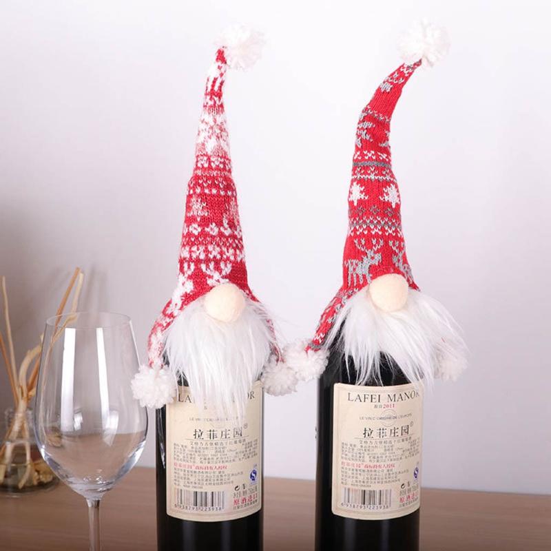 

Faceless Dolls Christmas Wine Bottle Cover Santa Claus Dolls Ornament Red Wine Bottle Cover Merry Christmas Decor For Home #50g