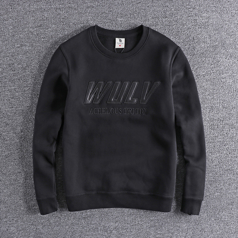 

2021 New Men's Round Neck Long Sleeve Sweater Autumn and Winter Plus Veet Warmth Fashion Embroidery Letters Harajuku Sweatshirts 5sfx, Grey