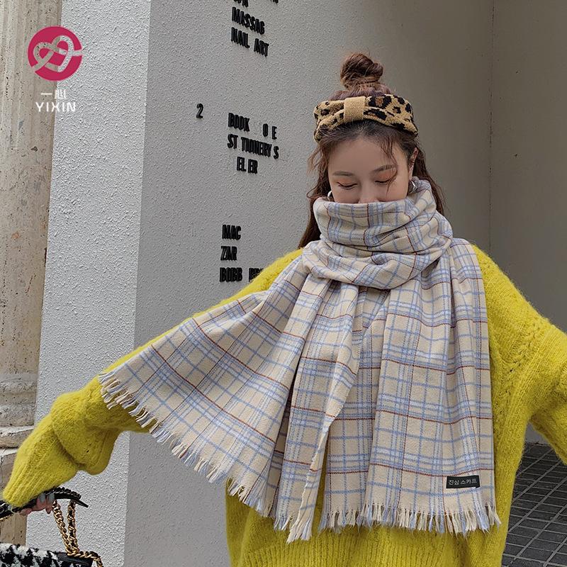 

2020 Winter Scarf Cashmere Plaid printed bib for women