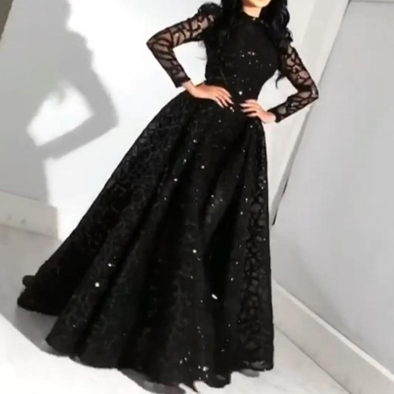 2019 Sexy Bling Sweetheart Mermaid Sequins Shiny Light Champagne Prom Dresses Long sleeve Sweep Train Deep V Neck Evening Gowns-image-748164287
