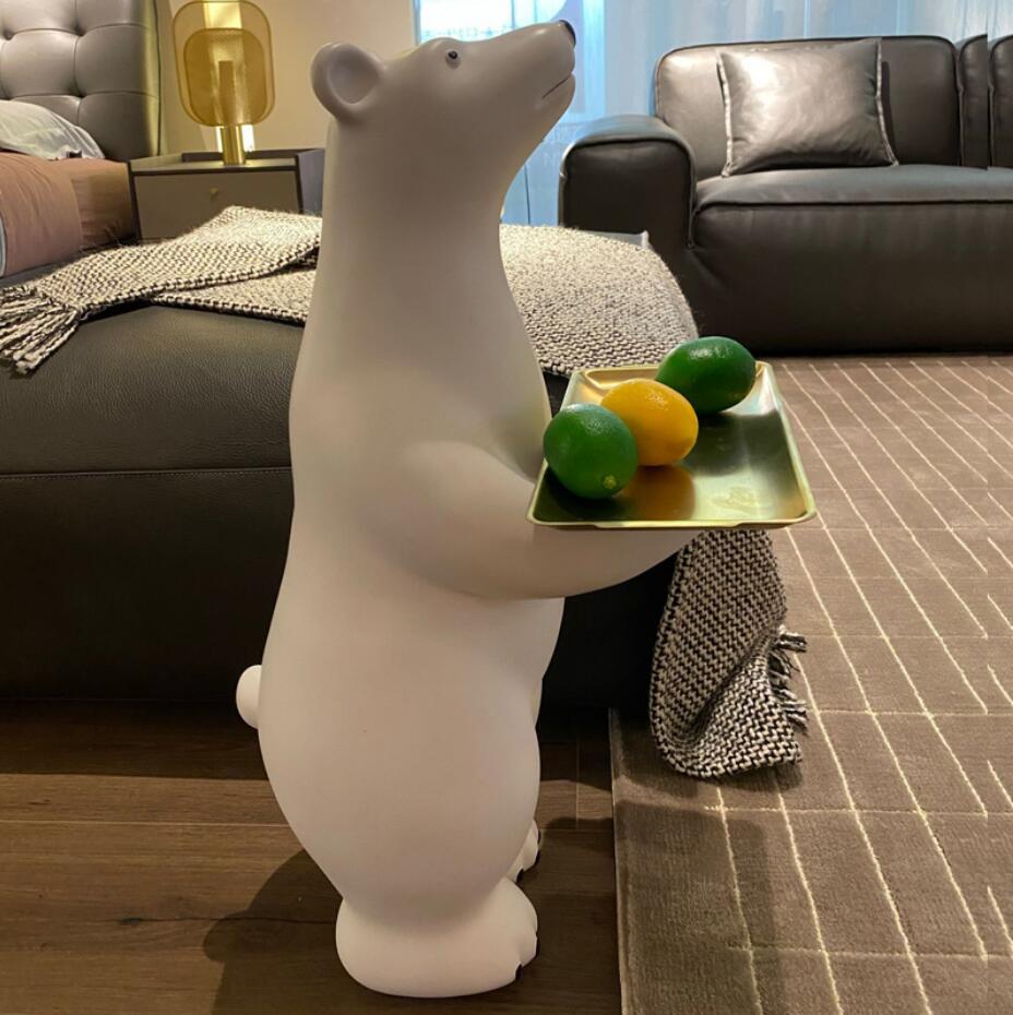 Polar bear floor decoration large animal storage tray living room porch home decoration housewarming gift-image-755469123