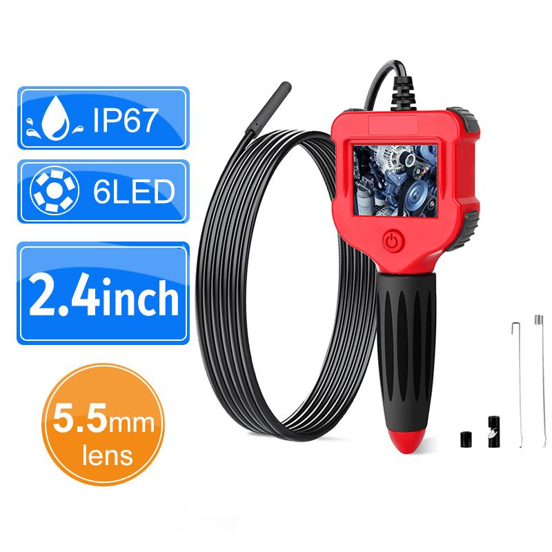 

5.5mm Industrial Endoscope Inspection Camera 2.4inch HD Screen IP67 Handheld Hard Wire With 6 LED Borescope