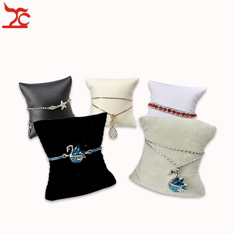 

New Creative Jewelry Display Holder Bracelet Bangle Pillow With Rack Velvet Watch Display Organizer Pillow Cushion Stand Box