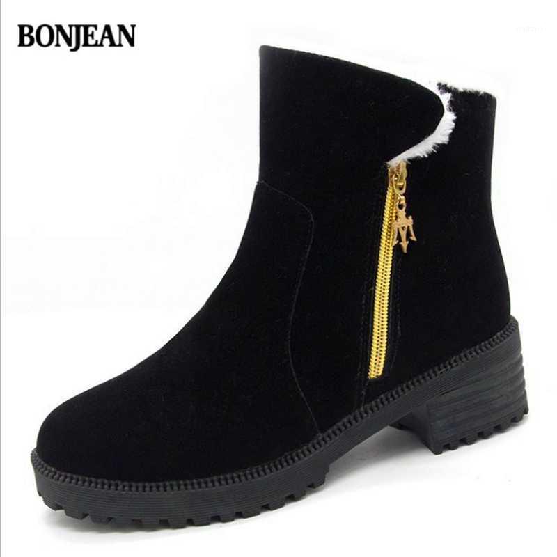 

HOT Women Boots Winter Shoes Plus Size Hot Platform Female Warm Botas Mujer 2020 Booties Ankle For Women Snow Boots Black1, Black