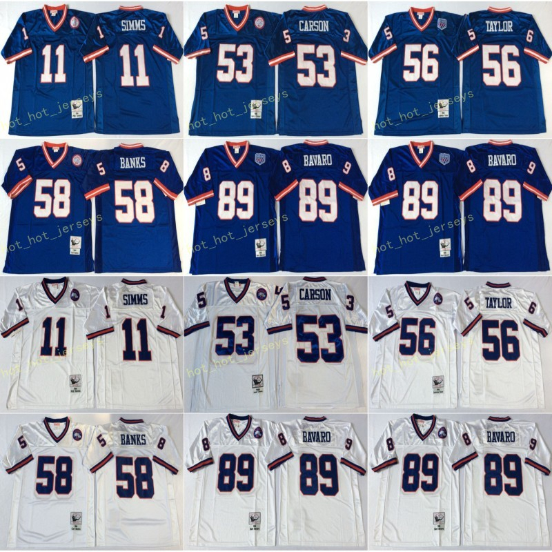 

Vintage New Yolks Taylor Glant Blue 11 Phil Simms 53 Harry Carson 56 Lawrence Taylor 58 Carl Banks 89 Mark Bavaro Football Jerseys Mens, Black;red