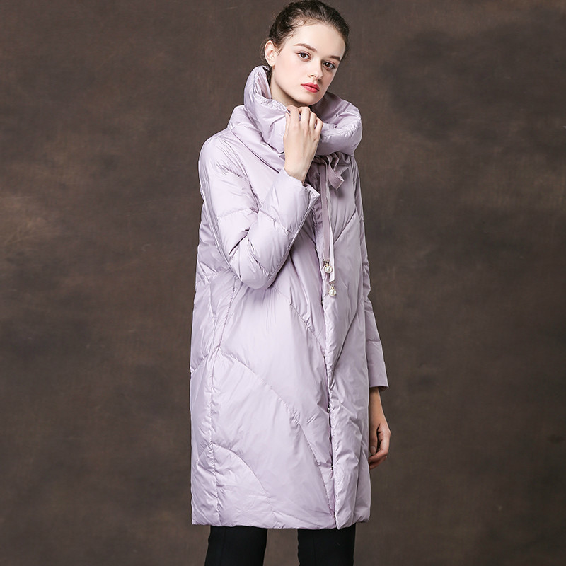 

White Female Long Duck Jacket Down Winter Coat of Women Jackets 2020 Fashion Parka Calls Mujer Kj550 Za86, Light purple