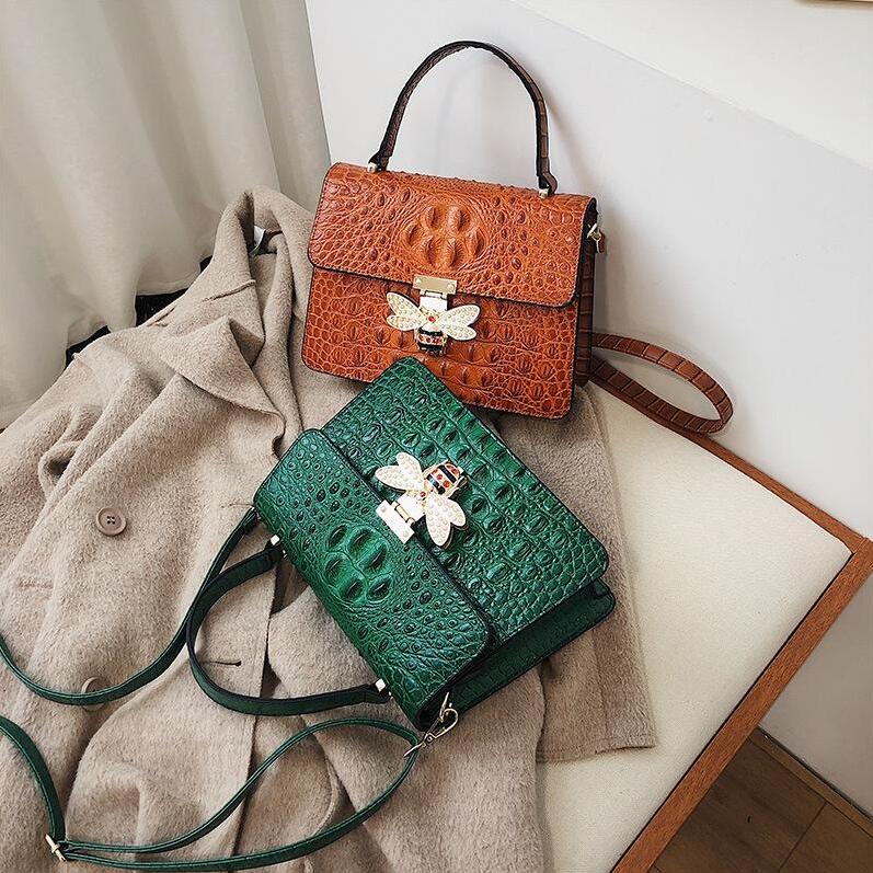 

Factory wholesale women handbag high quality patterned leather bags elegant atmosphere crocodile womens shoulder handbags color diamond buckle fashion bag