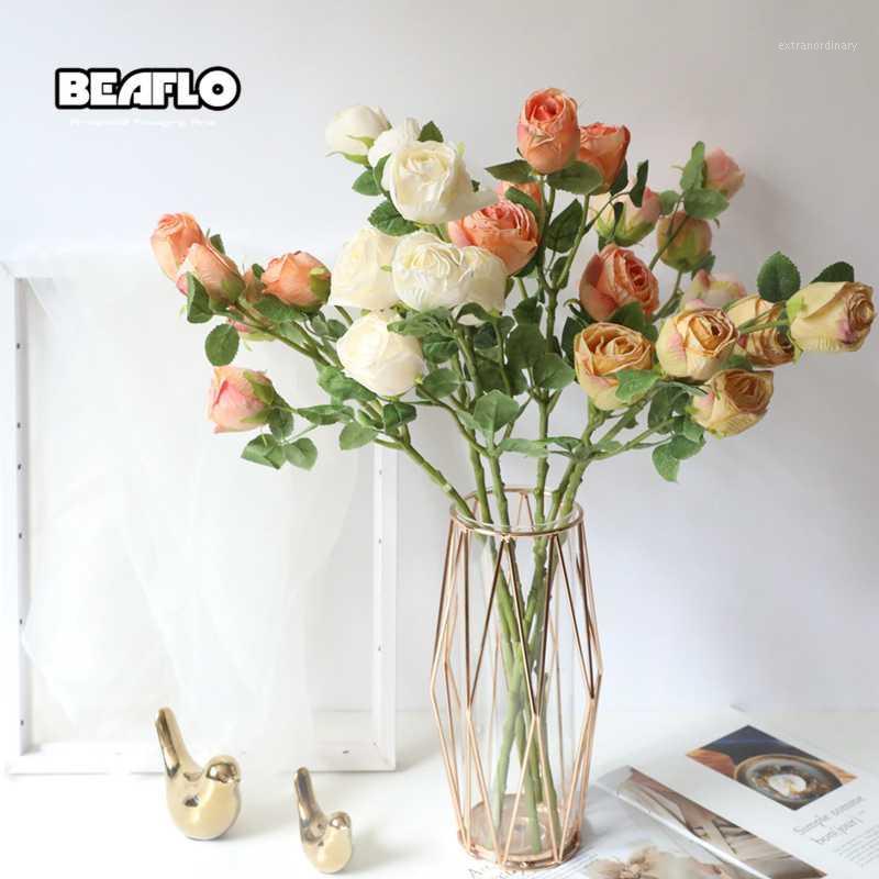 

1Bunch 5Heads Artificial Flowers Fake Rose Silk Bouquet Plant Decor Wedding Artificial Flowers For Decoration Home Party1, Pink