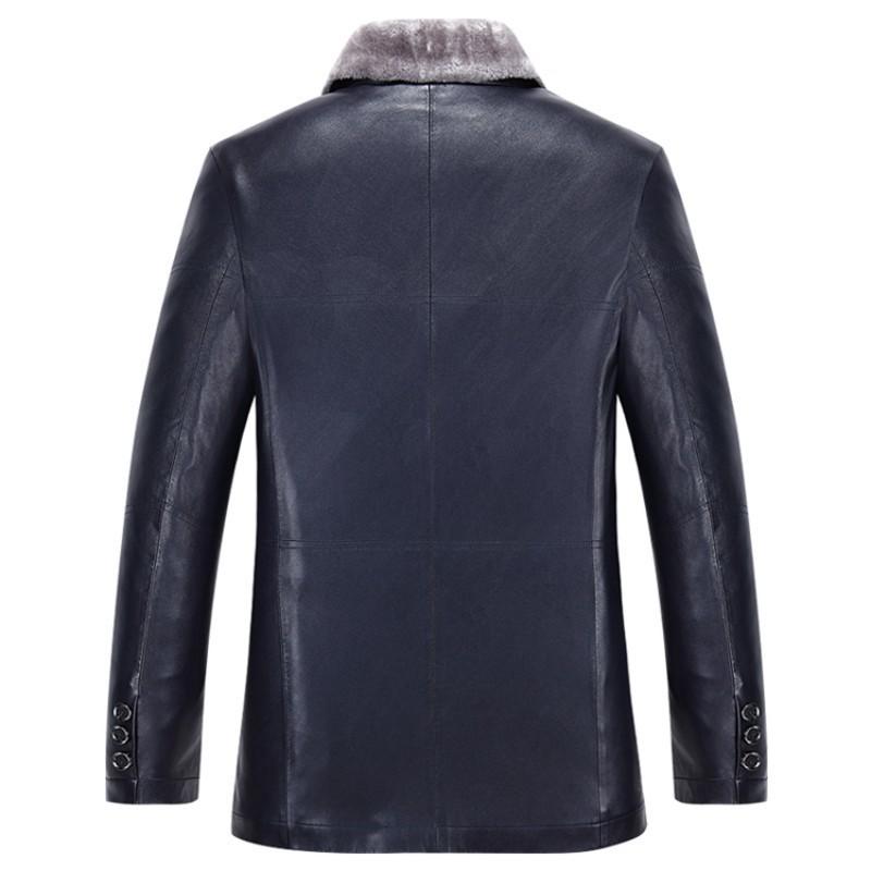

2020 Winter New Fashion Mens Leather Jackets Man Fur Lining Sheepskin Genuine Leather Jacket Warm Jaqueta Couro Masculino Size, Blue